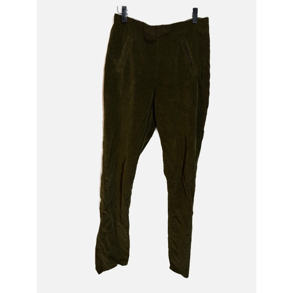 Equestrian Corduroy Pants Women Small Olive Green High Rise Slim Straight Casual
